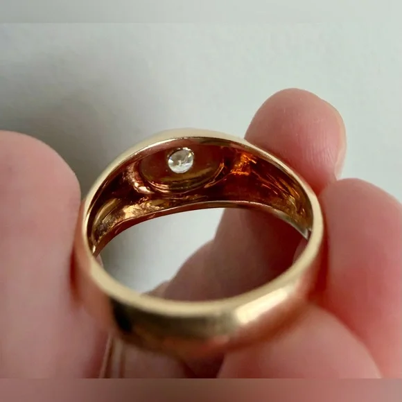 Heavy Vintage Estate 14k Diamond Ring Illusion Setting Size 8.5 Two Tone